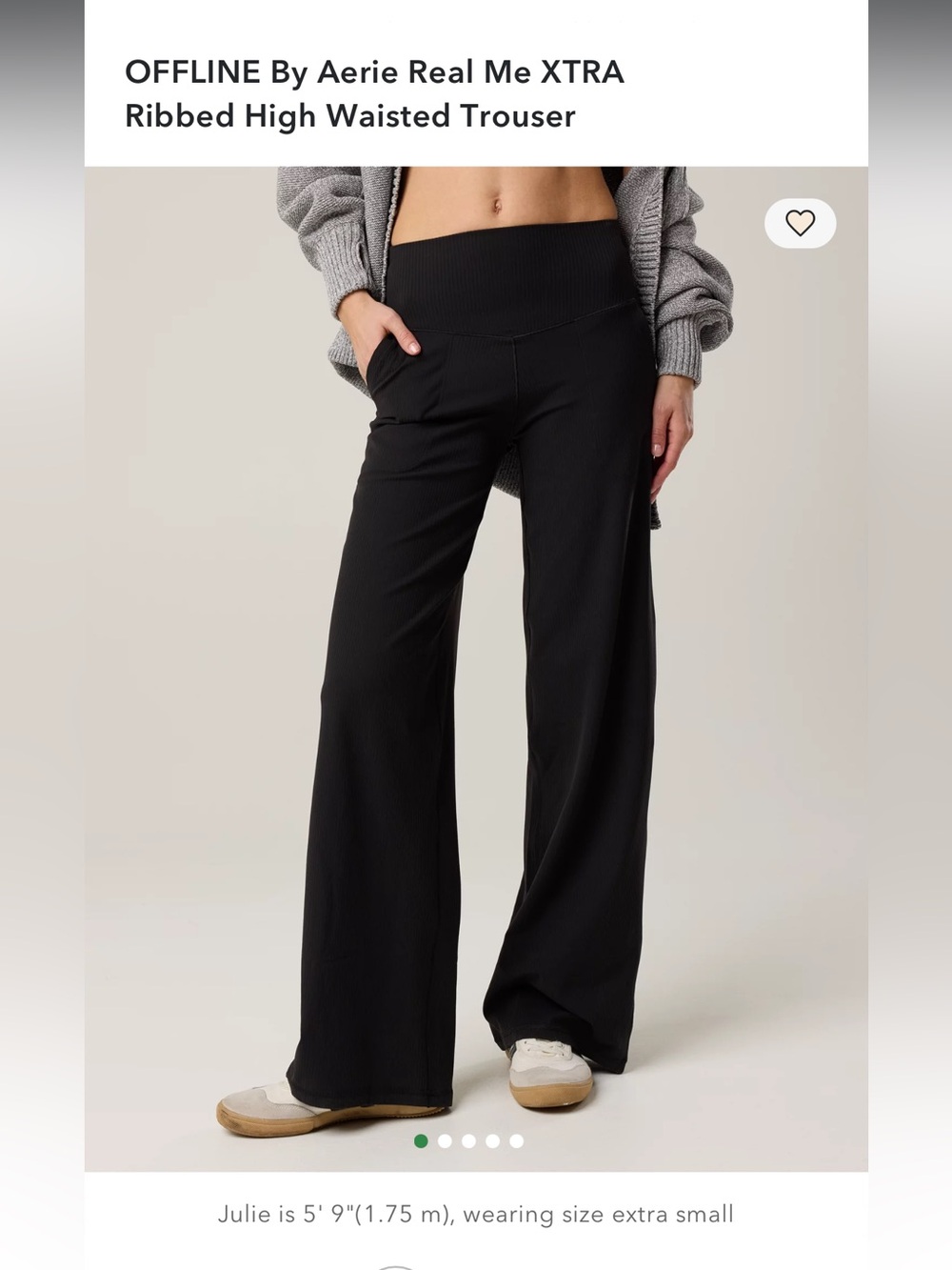 OFFLINE by Aerie Black Ribbed High-Waisted Trouser size Medium Short